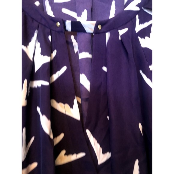 Leifsdottir Romper Scattered Wings Bird Print Pockets Tie Waist Purple 4 - Picture 4 of 11